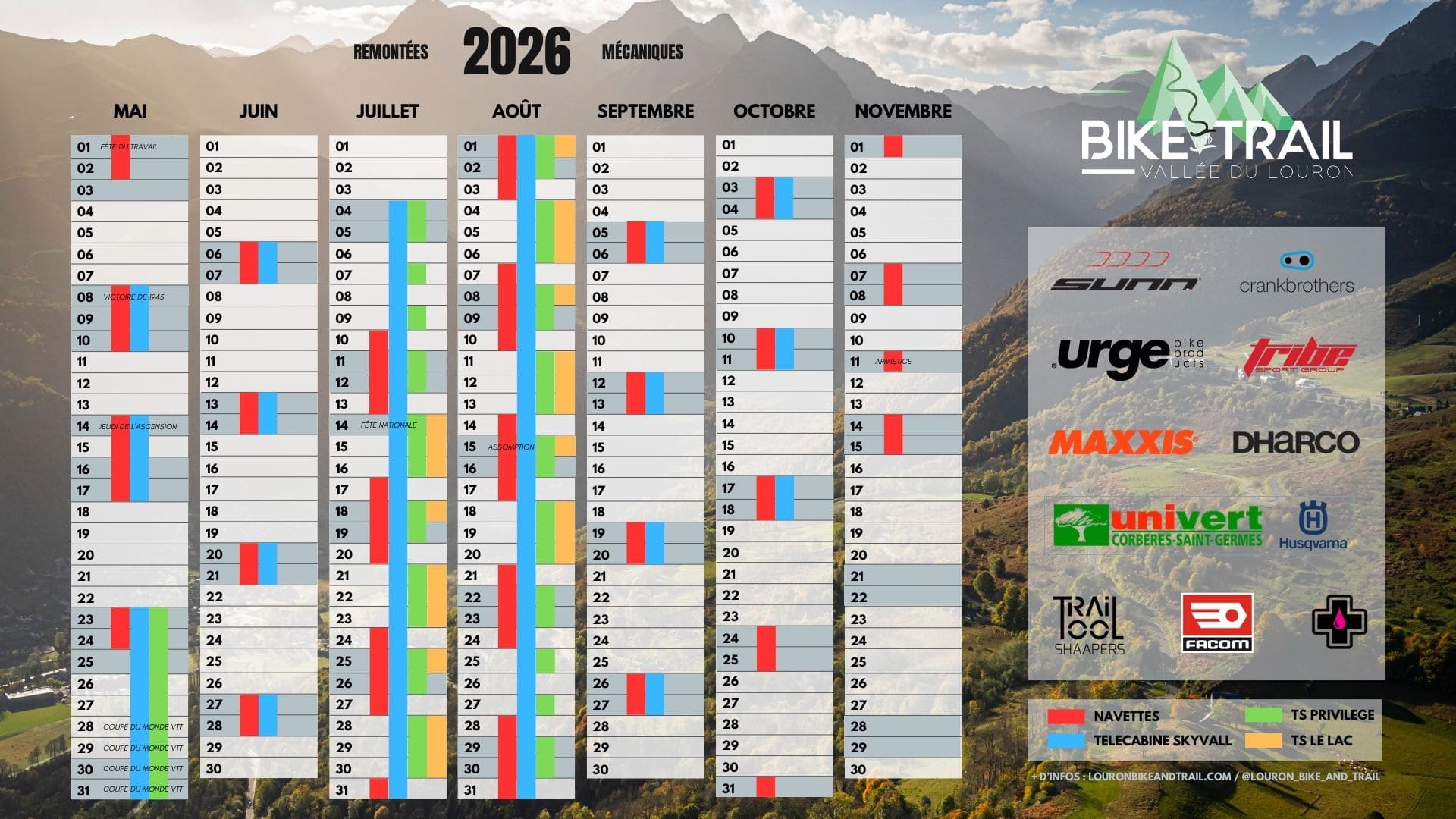calendrier remontées 2026